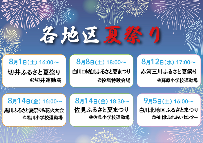 各地区夏祭り