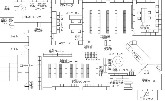 イラスト：館内案内図（2階）